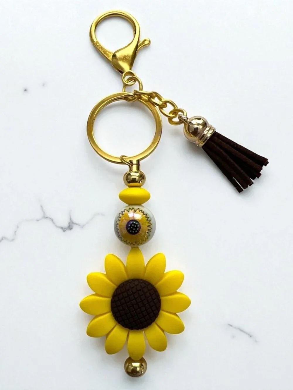 Handmade Keychain-Purse Clip-Sunflower Themed